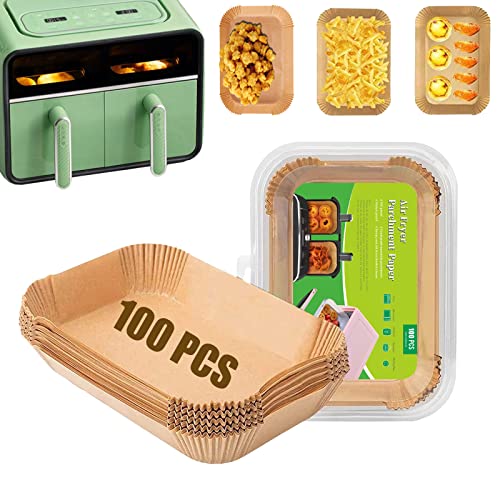 Backpapier für Heißluftfritteuse-100 Stück Rechteck Backpapier Zuschnitte Wiederverwendbar Airfryer,Heißluftfritteuse Backpapier Airfryer Liners Zubehör Air Fryer Paper Air Fryer Accessories Cover
