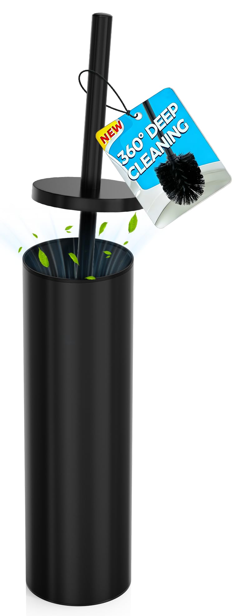 Dowry Stainless Steel Toilet Brush and Holder Set in Black