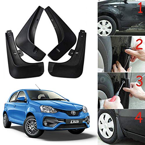 Image of Oshotto (O.E.M Fitting Cup Type) Mud Flap /Splash Guard Compatible with Toyota ETIOS Liva 2011,2012,2013,2014,2015,2016 (T-I) (Set of 4)
