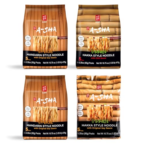 A-Sha Ramen Noodles Variety Pack Taiwanese Air-Dried Never Fried 20 Pack