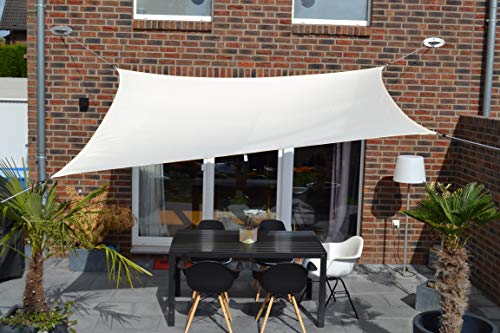 Floracord 06-77-07-38 Vierecksonnensegel mit Regenschutz 2,5 x 3 m inklusive Zubehör mit dauerelastischen Spanngurten, Elfenbein, beige Floracord 06-77-07-38 Vierecksonnensegel mit Regenschutz 2,5 x 3 m inklusive Zubehör mit dauerelastischen Spanngurten, Elfenbein, beige