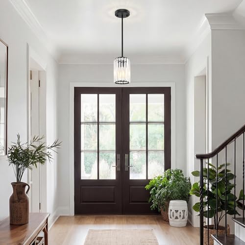 Esfos Black Pendant Light, Modern Crystal Pendant Lights Kitchen Island, Kitchen Island Lighting with Adjustable Height, UL Certified Island Lights for Kitchen Dining Room Bedroom Hallway 1 Pack, E26 - image 8