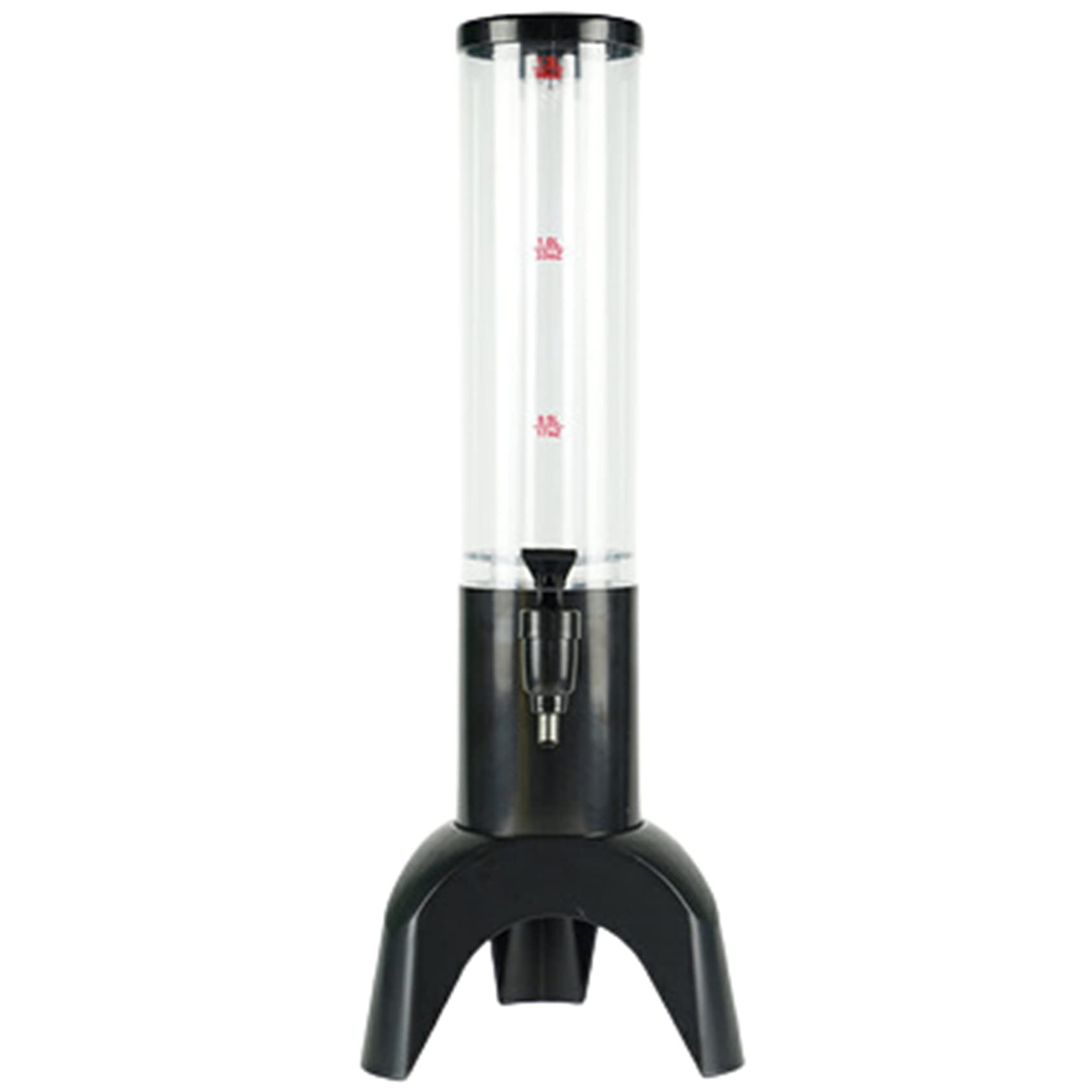 CTRLZS 1.5L Beer Dispenser Tower Easy Clean Integrated Tap with Ice Tube Clear Beverage Tower Dispenser-Black