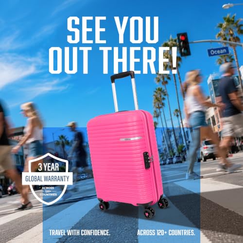 Image of American Tourister Liftoff+ | Small Size Cabin Trolley Bag (55 cm) for Travel | 360 8 Wheel Travel Luggage | Hard Case Polypropylene (PP) Suitcase | Mounted TSA Lock | Berry Blast