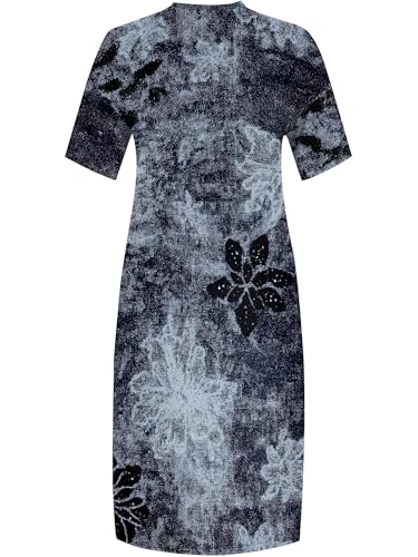 Image of SUZONANA Womens Plus Size 3D Denim-Print Fashion Maxi Dresses Casual Soft Tshirt Dress