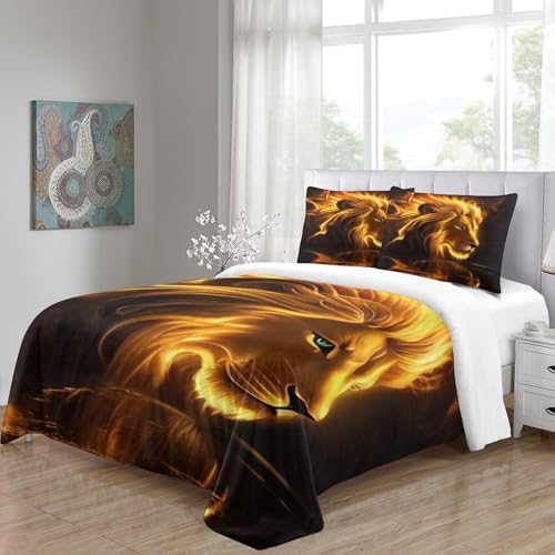 Fermeture éclair linge de lit lion 3D microfibre parure couette 220x240 - 5