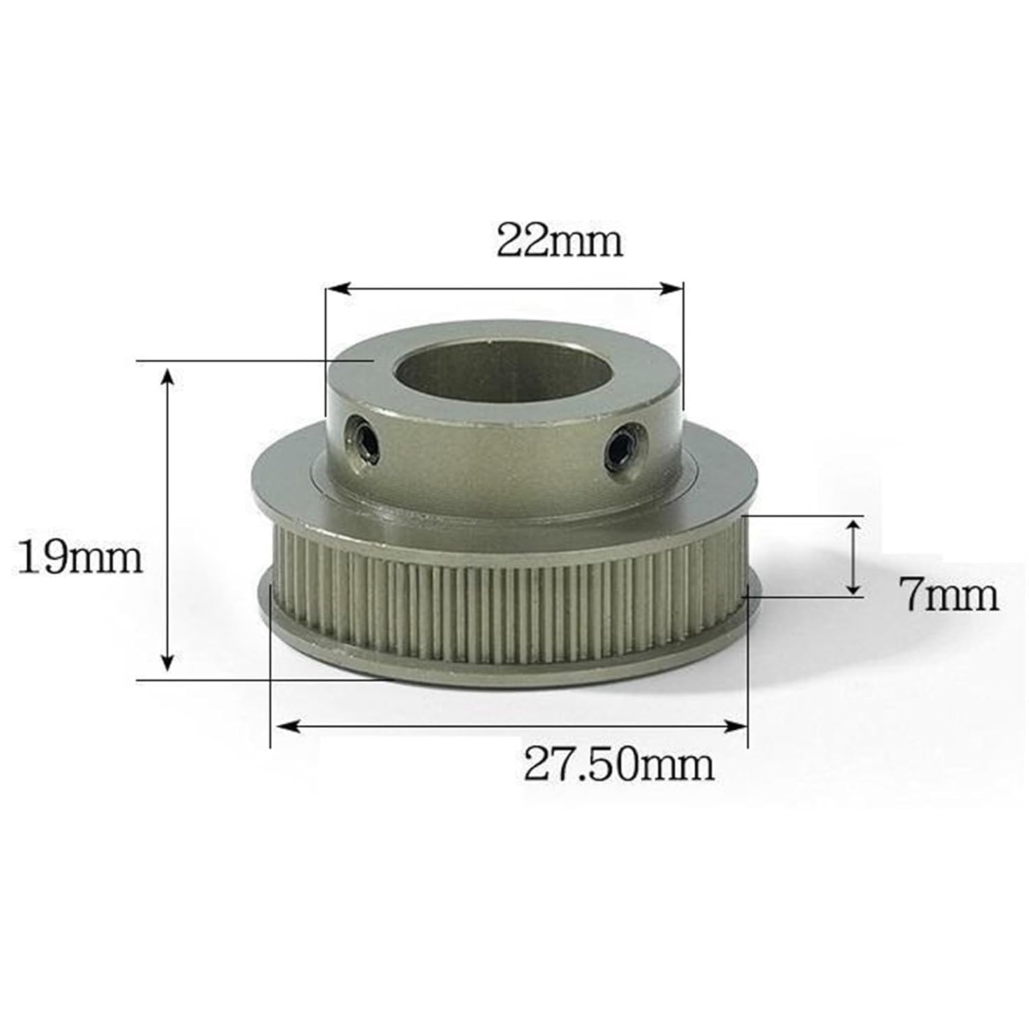 Pulley Synchronous Wheel for Width Belt 44T BF Type Hard Anodized Aluminium Synchronous Wheel LY-S2M Timing Pulley(LY-S2M44-7BF-P10)