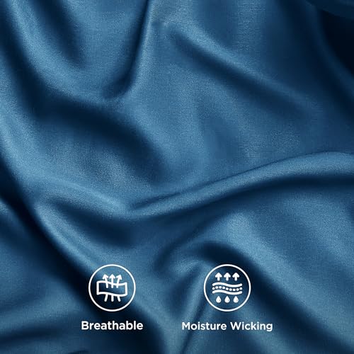 Image of Bedsure Cooling Sheets Twin, Rayon Derived from Bamboo, PureWoven, Breathable & Soft Twin Sheets Set, Deep Pocket Up to 16 Inches, Hotel Luxury Silky Bedding for Hot Sleepers, Teal