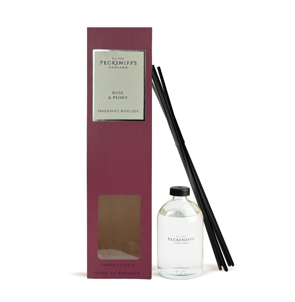 Pecksniffs Classic Reed Diffuser Set | Rose & Peony | Aromatic Rose & Peony | Fragrance Diffuser Scents | Reed Diffusers for Home | 200ml