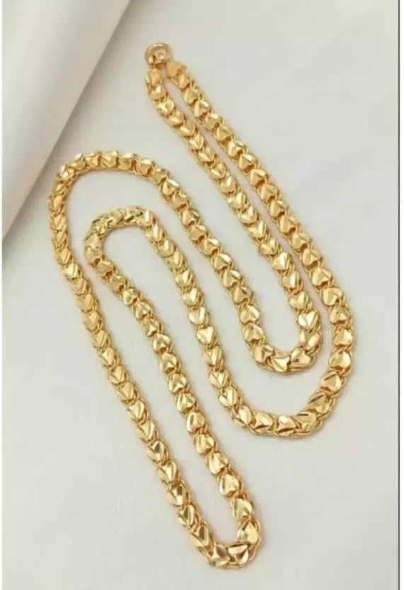 One gram Stylish Golden Neck woman and men Chain “24” Inches Gold-plated Chain_D164-picture-17