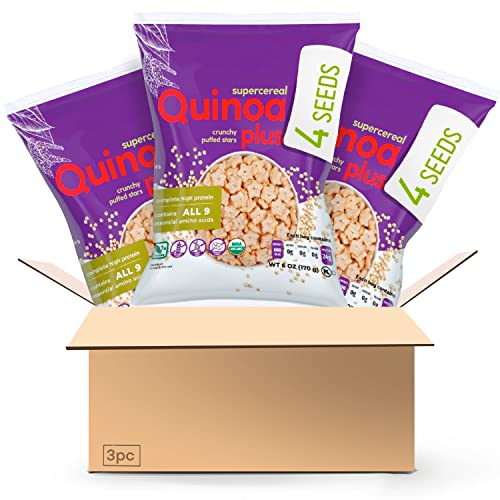 Awsum Snacks Supercereal With Flax, Chia And Pumpkin Seeds 6Oz (Pack Of 3)- Certified Usda Organic, Vegan, Gluten Free, Non Gmo, Kosher & Grain, Dairy And Sugar Free Cereals - Diabetic Healthy Snack - Cereal Puffed Quinoa #TOP20