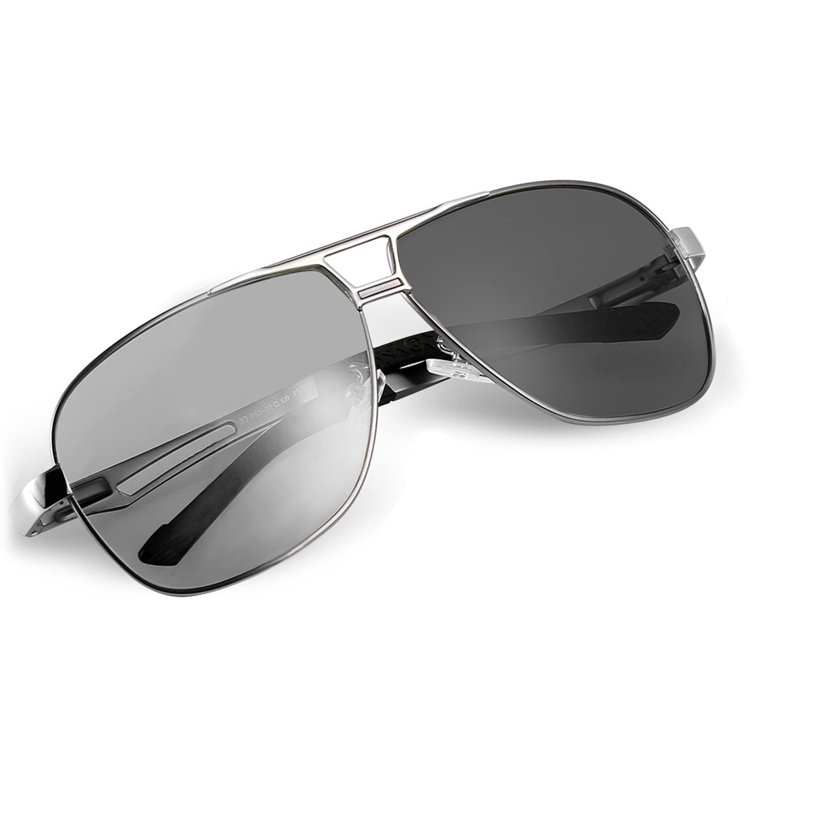 K.LAVER Photochromic Aviator Polarized Sunglasses UV400 Day and Night Driving Glasses For Men Women Spring Hinge Eyewear