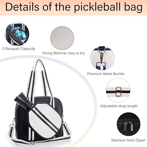 Cute Pickleball Bags for Women and Men,Pickle Ball Bag Tote for Women,Pickleball Sling Bag for Women - Image 3