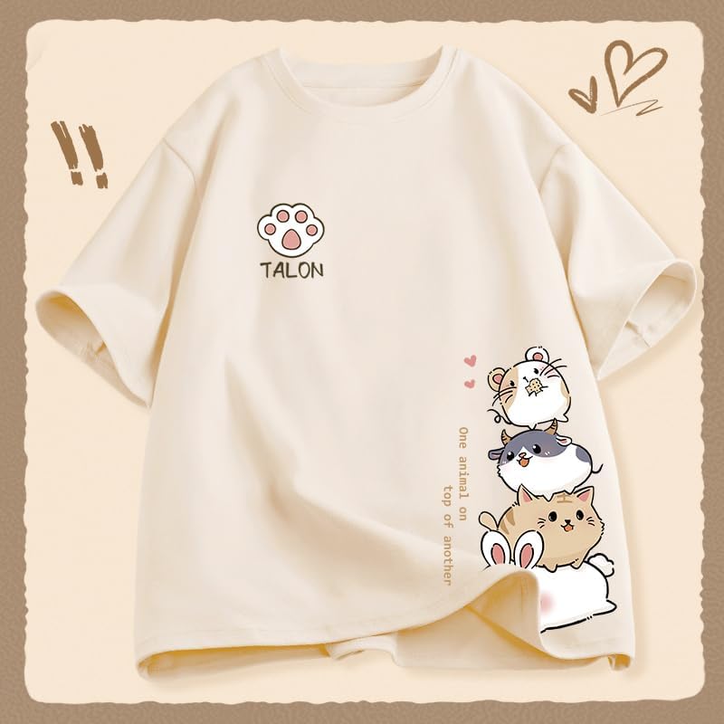 Y2K Kawaii Cute Graphic T-Shirt for Women Casual Cutecore Cat Print Cotton Shirts Summer Oversize Streetwear - Image 4
