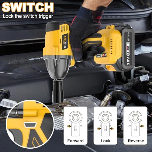 Muylux 4.0Ah Battery Cordless Impact Wrench, Brushless 1/2 Impact Gun, 320Ft-lbs(430N.m) 20V High Torque Power Impact Driver, Electric Impact for Car Home