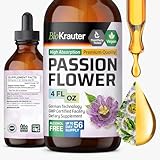 BIO KRAUTER® Passion Flower for Stress Relief - Calm & Mood Support - Pure Vegan Liquid Drops Passion Flower Extract 670 mg/Serving 4 Fl.Oz 56-Day Supply - Alcohol & Sugar Free - Natural Calm Drops