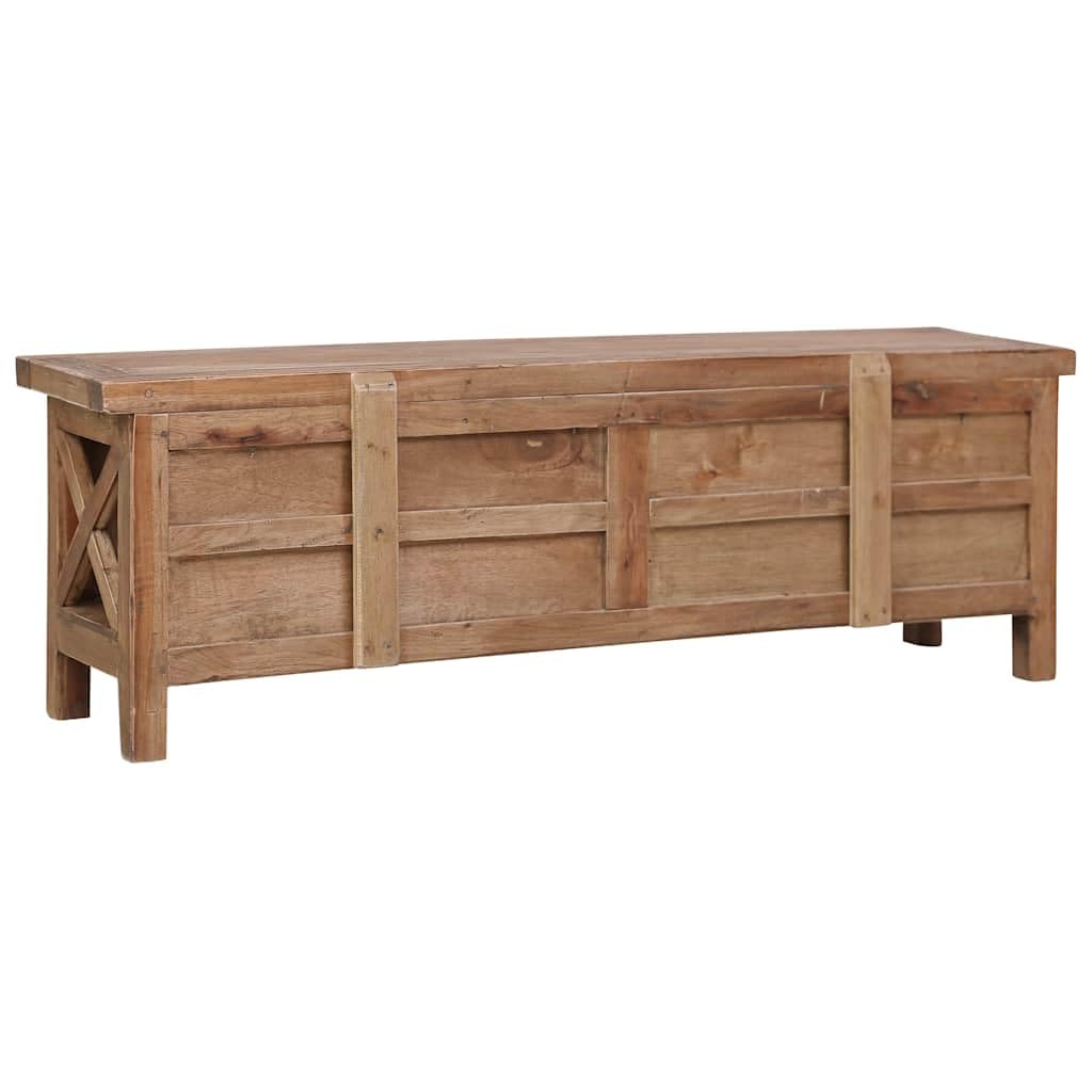 Meuble TV bas en bois massif acajou avec 3 tiroirs 120 cm
