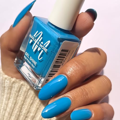 Image of Nails & More 38 Blue Ocean Gel Shine Nail Polish - Argan Oil Infused, Long Lasting & Chip Resistant - Vegan & Non-Toxic Ocean Blue Paint for Women