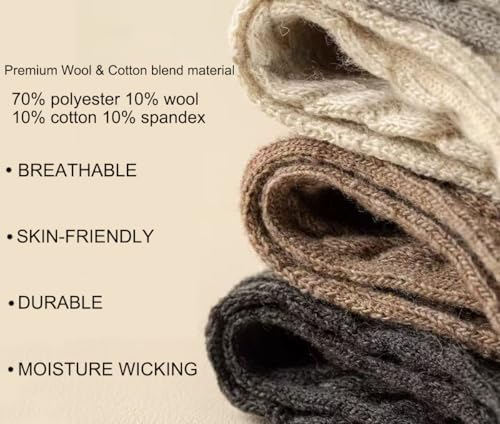 Women's Retro Wool Crew Socks, Cute Striped Boot Socks3