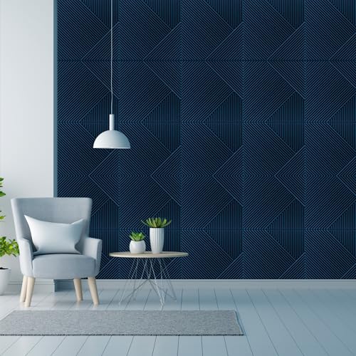 Image of Kayra Decor 3D Self Adhesive Wall Panels Navy Blue Stripe Design Pack of 40 Covers 107.80 sq. ft.
