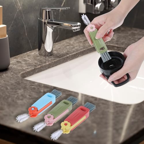 Image of 3 in 1 Cup Lid Cleaning Brush,Portable Cup Lid Cleaner 3 in 1 Multifunctional Crevice Cleaning Brush for Cuplid Bottle Gap Tight Spaces,3 Pcs