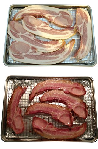 Checkered Chef Baking Sheet and Rack Set - Twin Pack- 2 Aluminum Cookie Sheets/Half Sheet Pans With 2 Stainless Steel Oven Safe Cooling Racks