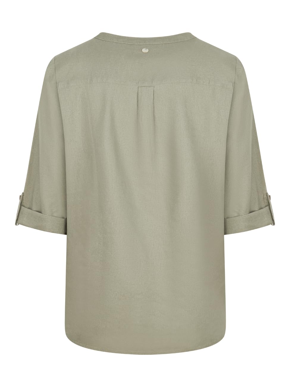 DENIMFY Lniana bluzka damska na lato, lekka, regularny krój, lniana bluzka z rękawami 3/4, dekolt w serek, jednokolorowa, biała, beżowa, zielona, S, M, L, XL, XXL