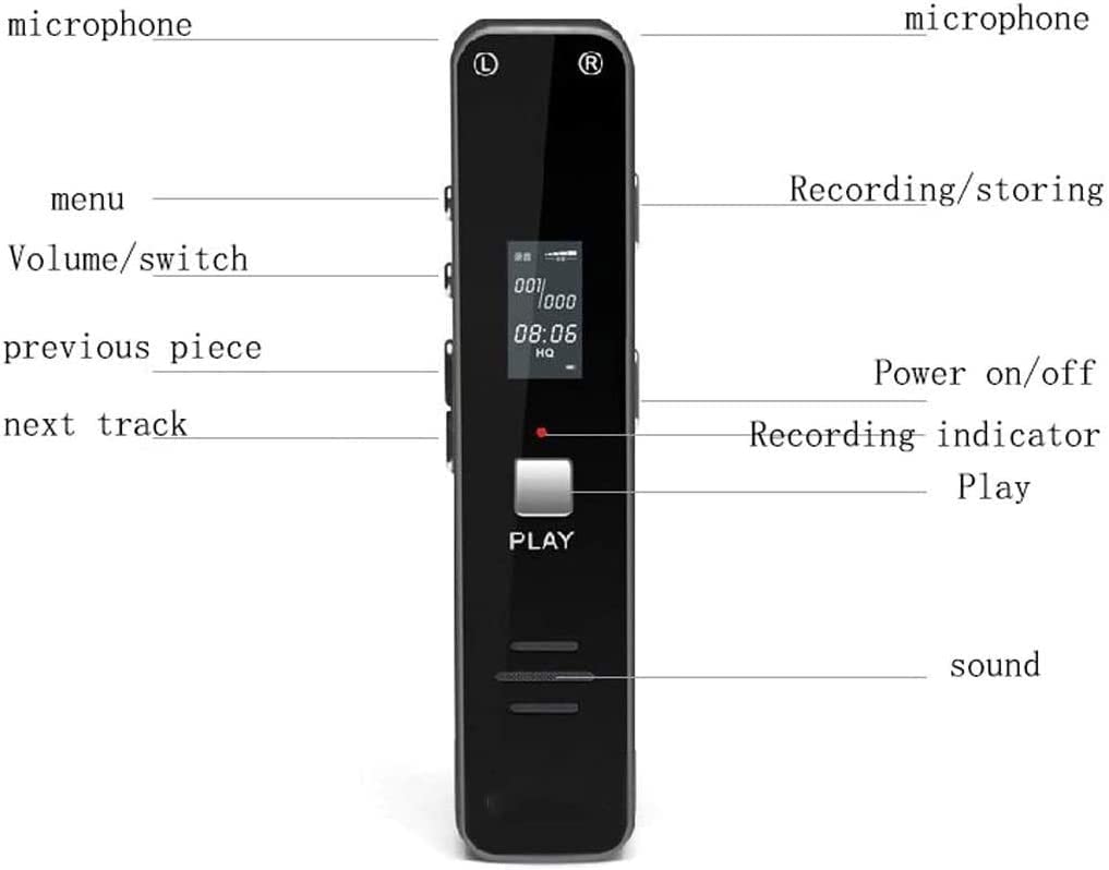 Cyfrowy dyktafon, 8 GB mini dyktafon aktywowany głosem na wykłady, spotkania, magnetofon, urządzenie do nagrywania dźwięku z odtwarzaniem USB