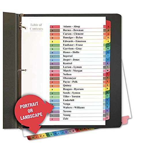Index alphabétique A-Z multicolore pour classeur de bureau