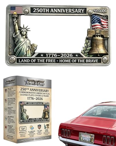 250th Anniversary Commemorative American Flag License Plate Covers & Frame Aluminum Car Picture Holder United States 250 Year 1776-2026 Patriotic Car Tag Frames Signs Decoration Fits Standard