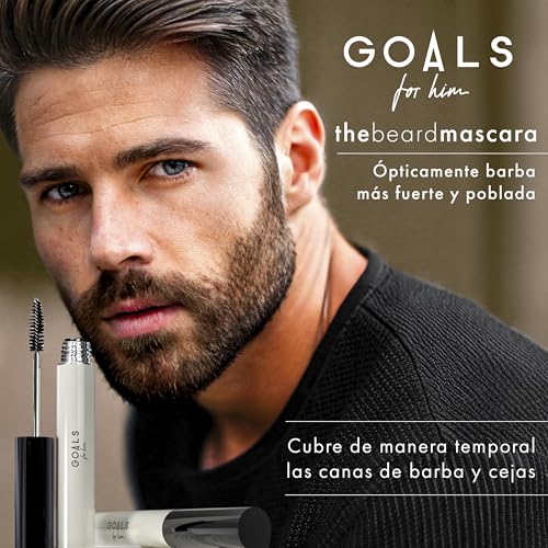 The Beard Mascara de Goals for Him – Máscara para Barba | Cubre canas de barba y cejas, define y da volumen | Dura todo el día y se va con agua y jabón (Dark Brown/Black) - imagen 2