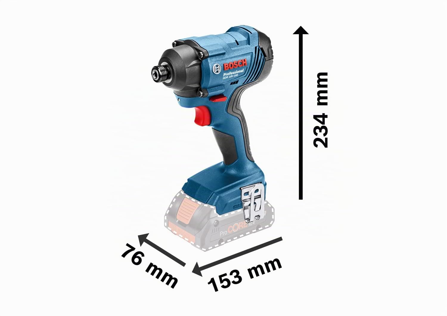 Bosch Professional GDR 18V-160 - Atornillador de impacto a batería (18V, 160 Nm, sin batería, en caja)