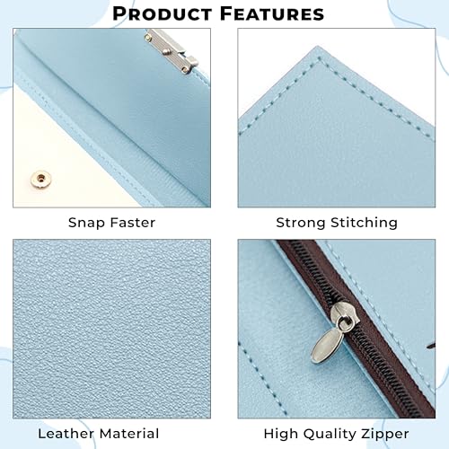 Image of Kraptick Women's Wallet - Stylish & Compact Clutch Purse, Card & Coin Holder with 13 Slots, Money Organizer & Travel Wallet for Women (Blue)