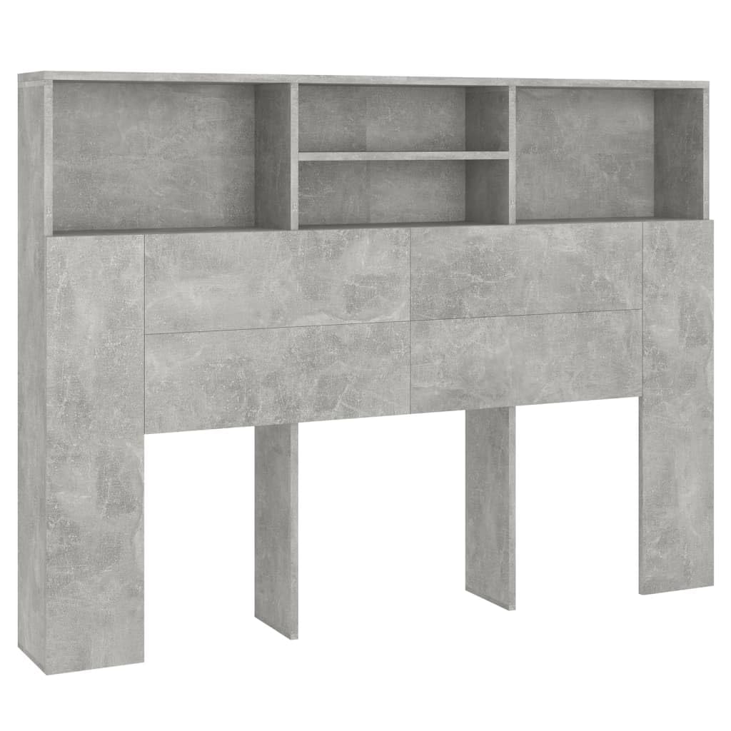 vidaXL Armoire de tête de lit Gris béton 140x19x103,5 cm