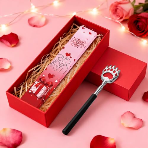 Image of WOVTE Extendable Back Scratcher for Men Women with Valentine's Day Packaging, Perfect Valentines Day Gifts for Her, Him, Boyfriend, Girlfriend, Husband, Wife, Daughter, Friends, Teachers, Family