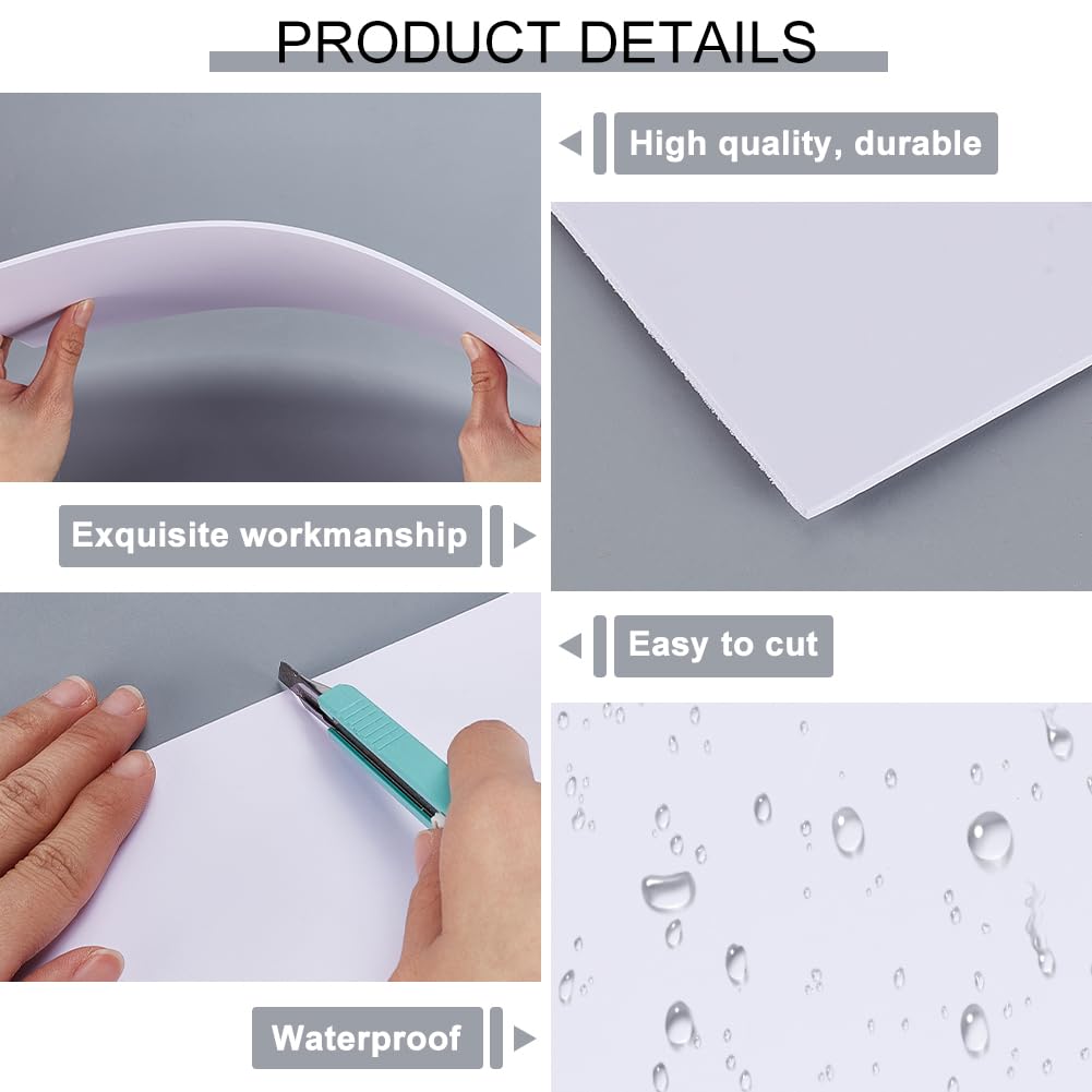 AHANDMAKER Lot de 8 feuilles en plastique PVC expansé, 30 x 20 cm, feuilles de mousse PVC blanches, papier mousse de 3 mm d'épaisseur, feuilles de carton PVC pour travaux manuels et arts,