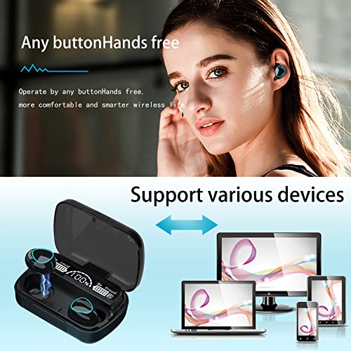 Syntrava Wireless Earbuds Hi-Fi Stereo Deep Bass Bluetooth Fast Charging In-Ear Headphones Touch Control Headphones For Sports Office Cordless Earphones For Iphone/Android[M10-Aw102] #TOP6
