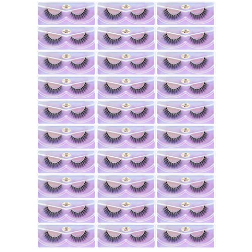 FARRED Wholesale Faux Mink Lashes 30 Pairs 3D A01 Medium Length Vegan Eyelashes Fluffy Volume Strip Lashes Bulk Fake Mixed Natural Look 3D False Eyelashes (3D A01)