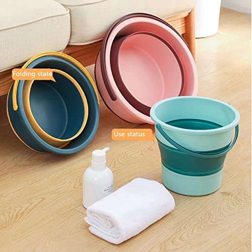 Image of Collapsible Water Bucket, 10L Portable Folding Water Container, Multifunction Foldable Round Tub Water Pot for Fishing, Camping, Car Washing, Home Storage and Outdoors Wash （Green