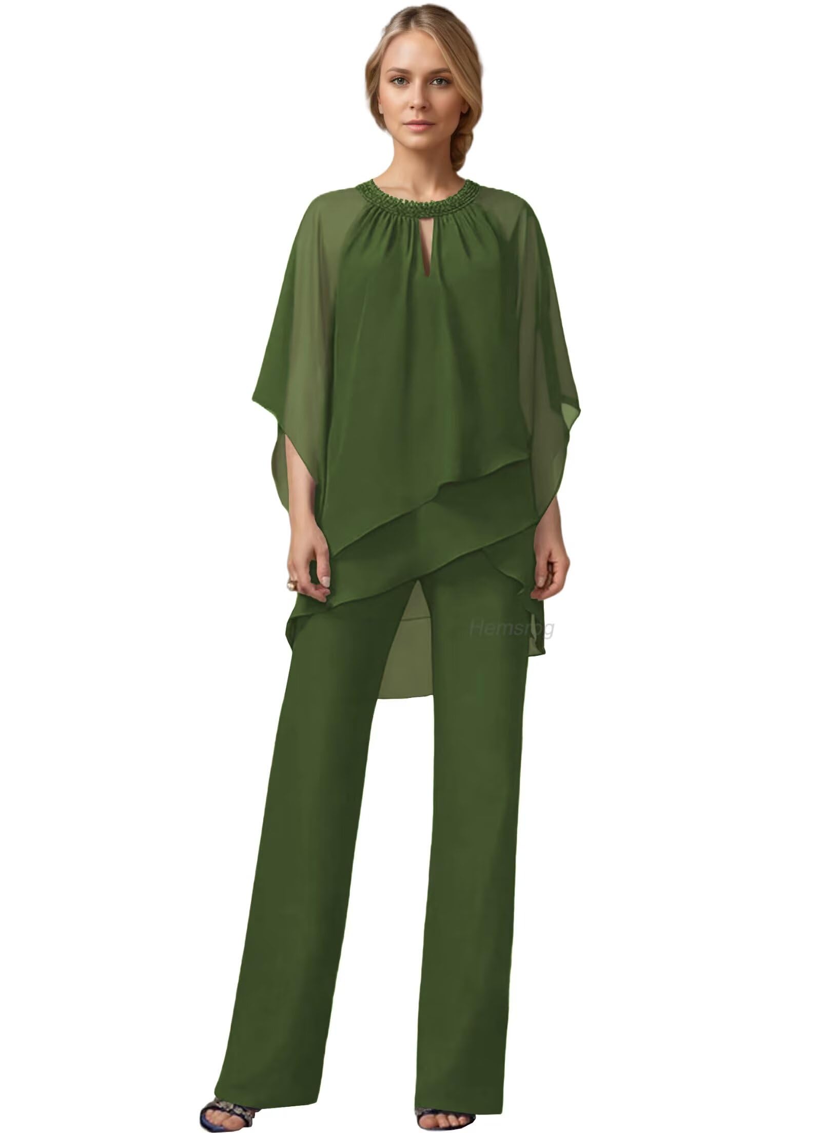 Mother of The Bride Pantsuit for Wedding 3 4 Sleeve Layer Chiffon Formal Outfit 2025