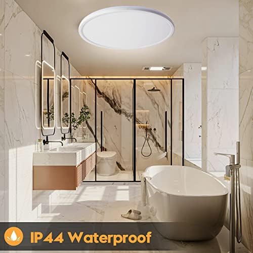 BOBOPAI LED Ceiling Lamp Round Ultra Thin Flat Ceiling Light with Backlight, Ø30CM, 4000K, 24W, 3600LM, IP44 Waterproof Bathroom Ceiling Light Flush Mounted Panel Lights Living Room, Bedroom,White