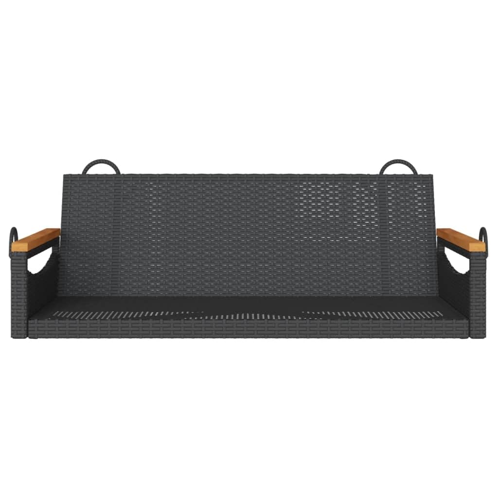 vidaXL Panchina Dondolo Nera 109x62x40 cm in Polyrattan, seduta sospesa, seduta a dondolo da giardino, seduta a dondolo in polyrattan