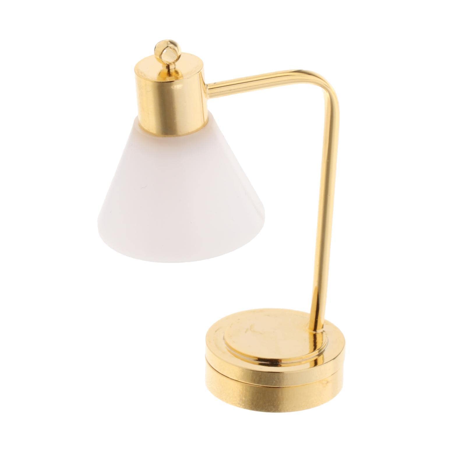 Generic Lampada Da Scrivania in Miniatura a LED per Casa Delle Bambole, Modello Da Tavolo in Metallo con Paralume Colorato E Batteria di Ricambio, Ideale per