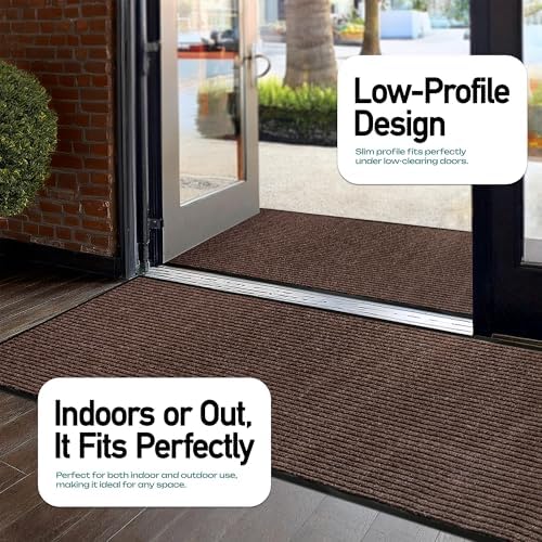 Image of MaxMat 4-Pack Extra Large Commercial Floor Mat, 3 x 5 Feet Heavy Duty, Waterproof, Low-Profile, Easy to Clean, Rubber Entry Mat (Brown, 3 x 5 Feet - 4 Pack)
