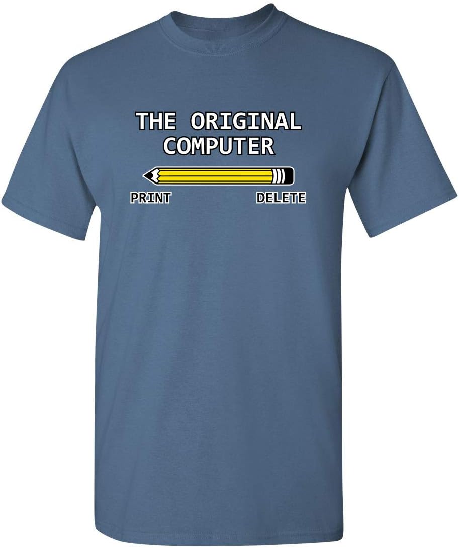 The Original Computer Vintage Retro Sarcastic Men’s Tees | Novelty Funny Graphics T-Shirts | Casual Graphics Funny T Shirt