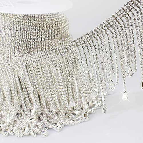 1 Yard Diy Glass Teardrop Fringe Trim Rhinestone Tassels Chain Crystal Gold Ab Fringe Dancing Dress Shinning Trimming Strass Accessories #TOP17