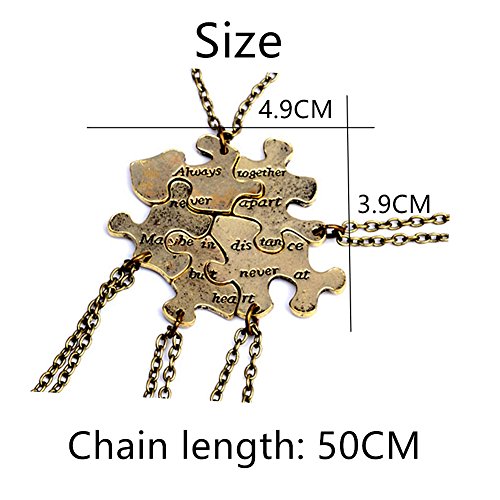 5 Pcs Vintage Best Friends Necklace Antique Brass Puzzle Pendant Set For Friends Bff Friendship Necklace #TOP1