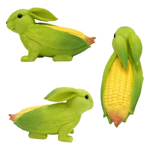 Corn Bunny Garden Ornament, Cute Resin Rabbit Corn Statue for Outdoor Decor, Weatherproof Farmhouse Figurine for Patio Yard Lawn Home