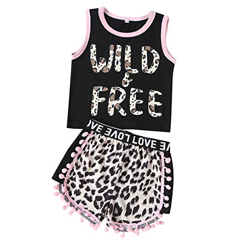 Toddler Baby Girls Summer Clothing Sets Tops and Short Pants 2pcs Outfits (4 T, Black)