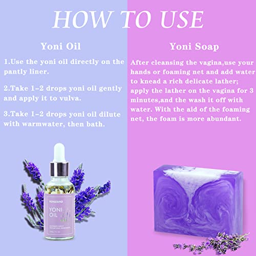 Yoni Wash & Yoni Soap For Women & Yoni Essential Oil Set, 5.29Oz Yoni Soap Bar, 2 * 30Ml Feminine Oil, 6.7 Fl.oz Feminine Wash, Ph Balance Moisturizing Remove Odor And Vaginial Deodorants, Lavender #TOP6